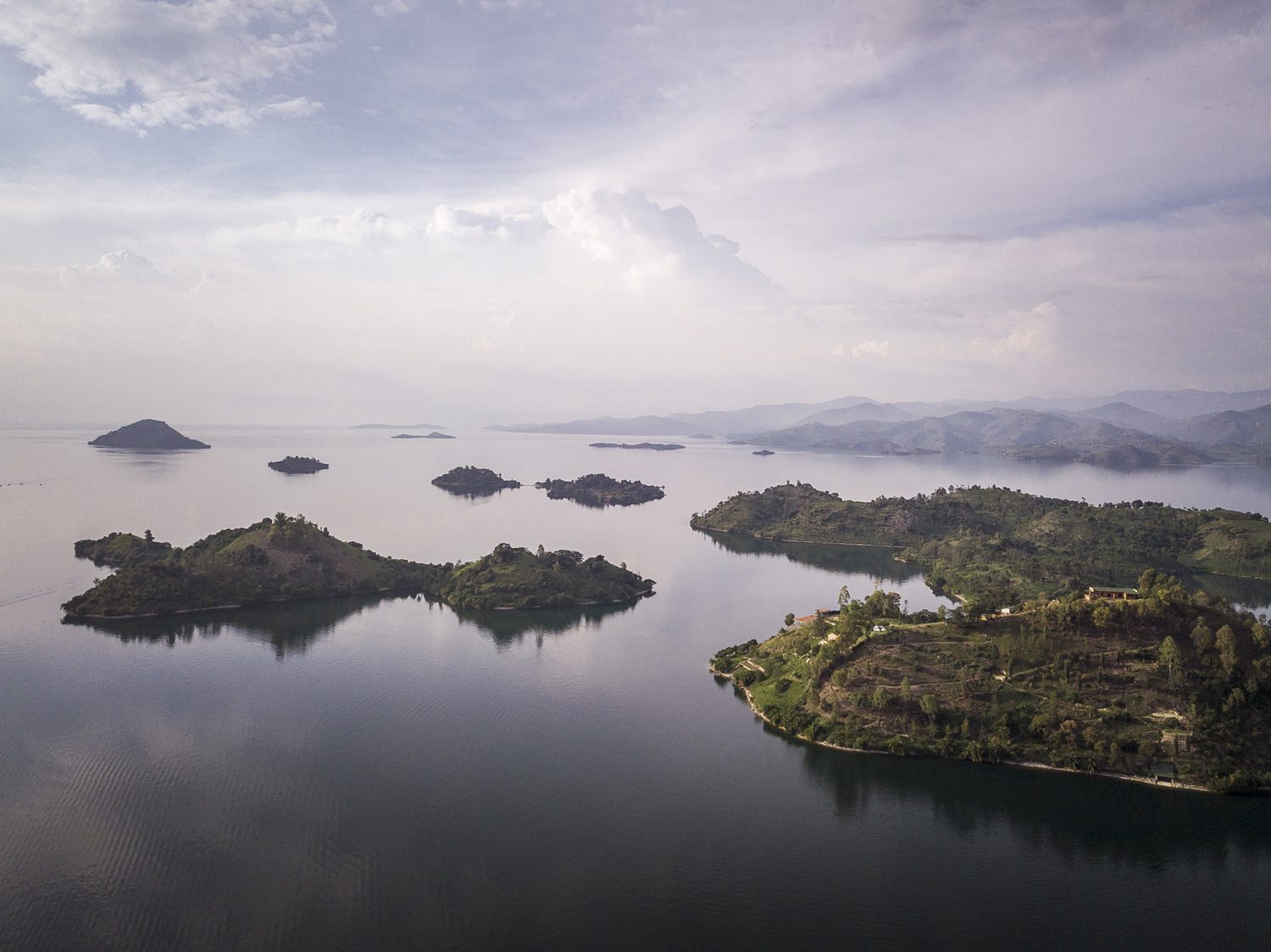 Islands scattered across the still waters of the twin lakes of Burera and Ruhondo